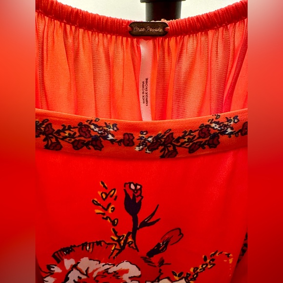 Free People Boho Floral Balloon Sleeve Top in Red, Size XS - Picture 3 of 12